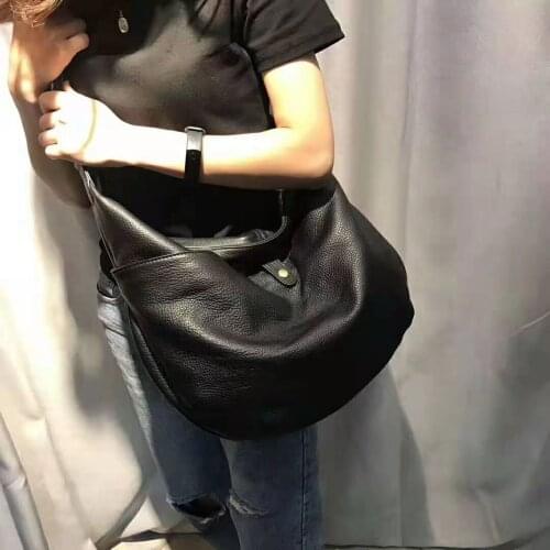 100% Real Cow Leather Solid Color Top-handle Tote Bag Top Quality Shoulder Purse Luxury Retro Unique Girls Messenger Bag