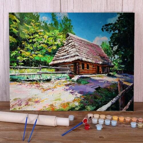 Landscape Skansen. Summer Coloring By Numbers Painting Complete Kit Oil Paints 40*50 Painting On Canvas Handmade Wholesale