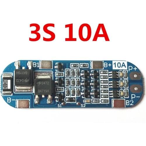 3S 10A Lithium Battery Protection Board 11.1V 12V 12.6V BMS overcharged/short-circuit