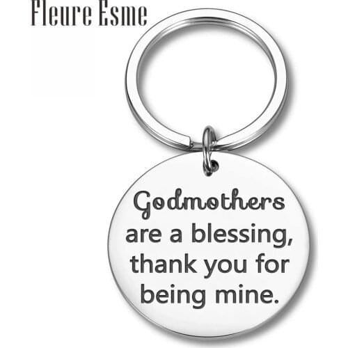 Godmother Gift Keychain from Godchild for Baptism Christening Godmother Are A Blessing Thank You for Being Mine Birthday Keyring