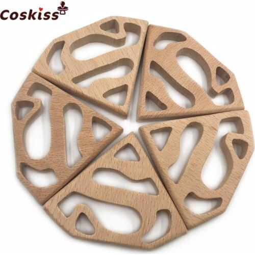 Handmade Wooden Organic Safe Baby Teether Pendent Organic Natural Beech Wooden Animal Toy DIY Jewelry Making Accories