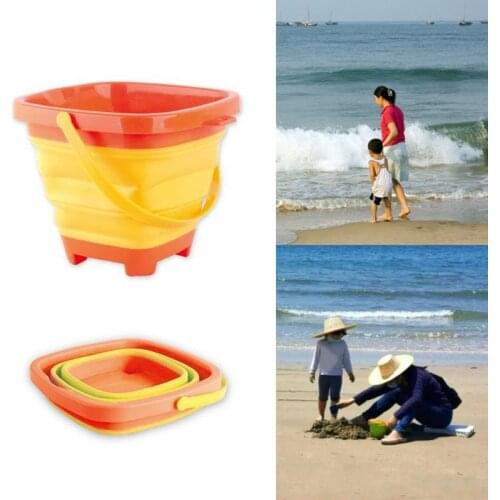 Portable Children Beach Bucket Sand Toy Foldable Collapsible Plastic Pail Multi Purpose Summer Party Playing Storage C5AF