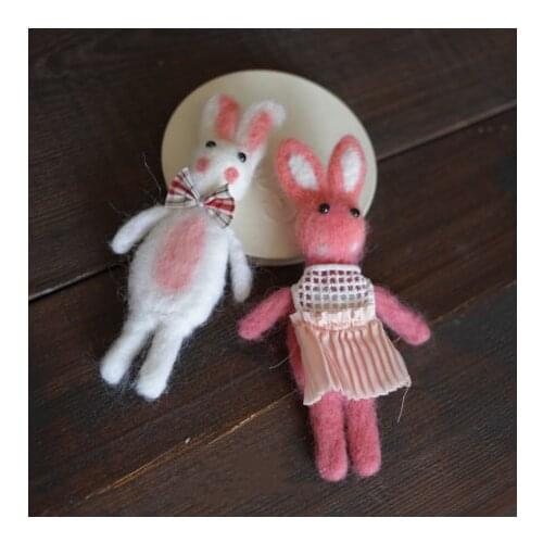 Newborn Photography Props Felt Rabbits Mini Props Infantil Photo Shoot Accessories Sweet Photo Decorations Pink White Rabbit
