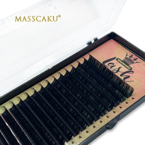 MASSCAKU Individual Eyelashes 8-16mm Mix Premium Fake Mink Eyelash Extension Glossy Black false eyelashes soft Make up tools