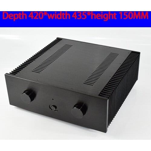 KYYSLB 420*435*150MM All Aluminum Alloy Class A Amplifier Chassis Box House DIY Enclosure with Feet Knob Amplifier Case Shell