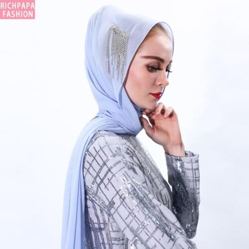 Abaya Chiffon Hijab Scarf Muslim Hijabs Head Wrap Turbans For Women Jilbab Headscarfs Foulard Voile Turbante Femme Musulman