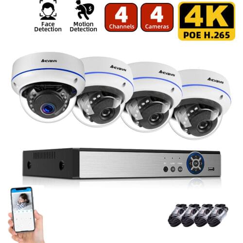 4CH 8MP FHD POE Video Surveillance Cameras System H.265+ 8MP NVR With Outdoor Waterproof Security IP Cameras Audio Record