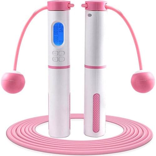 Skipping Rope Adult Women Kids with Counter Adjustable Ropeless Electronic Jump Ropes Smart Digital Fitness Exercise Workout