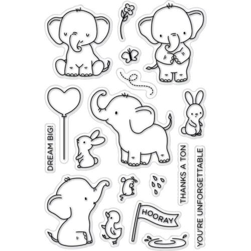 Elephant Rabbit Friends Clear Stamps Seal for DIY Scrapbooking Album Crafts Decor Cards Transparent Stempels Silicone Stamp New
