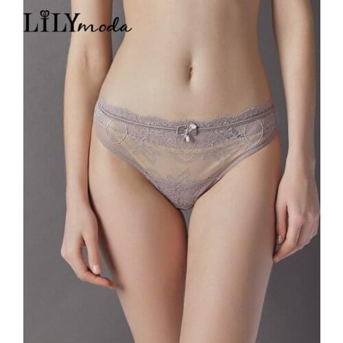 Lilymoda Women Seamless Soft T back Thongs Sexy Transparent Lace Briefs Sexy T pants panty Ladies Hot Lingerie Soft Underwear