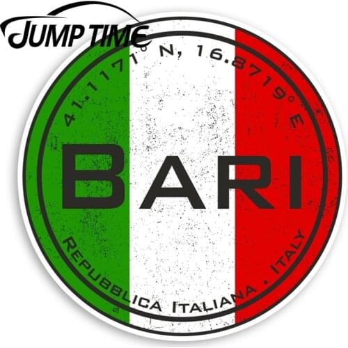 Jump Time Bari Italy Vinyl Stickers - Italian Flag Travel Sticker LuggageDecal Car Window Bumper Car Accessories