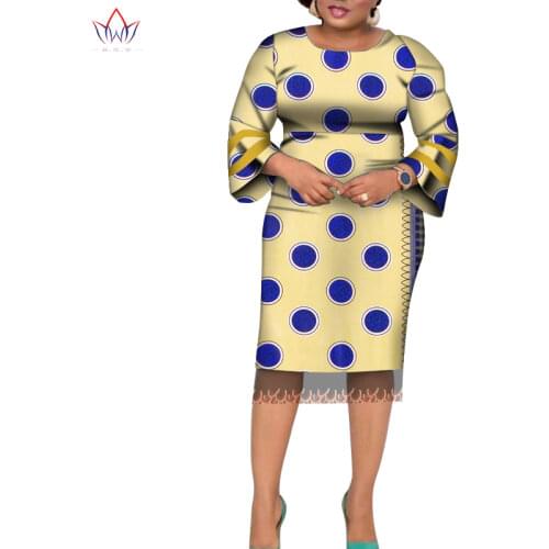 2021 Summer Dresses For Women Lace Bottom Wax Print Dresses Dashiki Plus Size Africa Style Clothing for Office Women WY8860