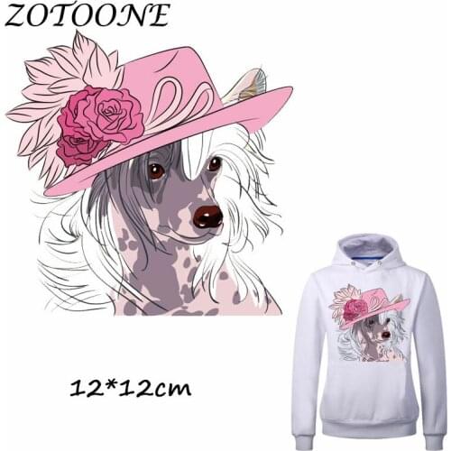 ZOTOONE Flower Lady Dog Patch for Clothes T Shirt Ironing on Patches Stickers DIY Heat Transfer Accessory Washable Appliques C