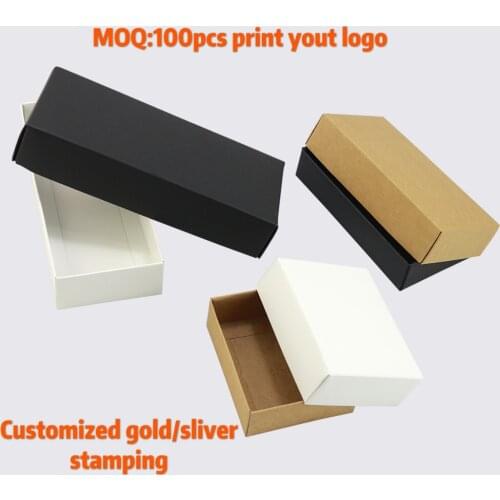 10pcs paper boxes gift box Carton Box With Lid Custom Logo Gift Boxes Carton Packaging Black Kraft White Big Dropshipping