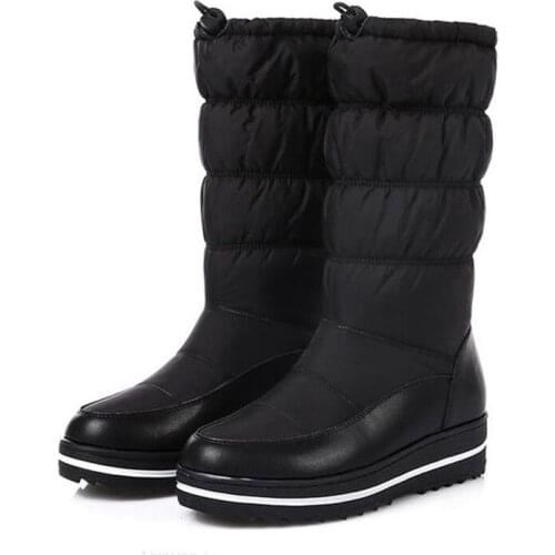 2021 Winter New Leather Warm Down Snow Boots Fashion Casual Flat Bottom Boots Cotton Shoes Charm Women Knee High Boots HX-93
