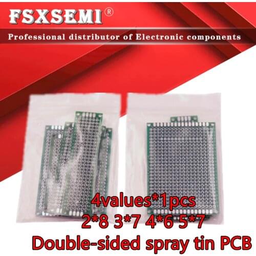 4values*1pcs 5x7cm 4x6cm 3x7cm 2x8cm 5*7 4*6 3*7 2*8 3x7mm Double-sided spray tin PCB Copper prototype pcb Universal Board