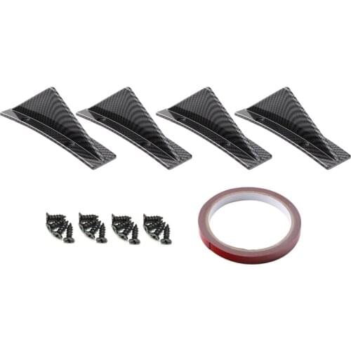 4 PCS Universal Car Rear Bumper Lip Diffuser Triple-cornered Spoiler Splitter for Benz Toyota Jeep E90 E36 X5 Etc