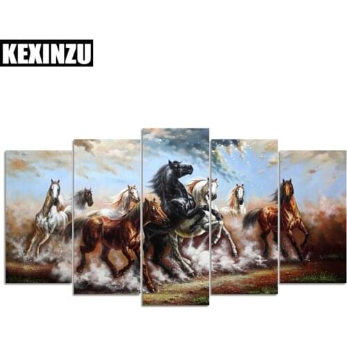 5pcs Full Square/Round Drill 5D DIY Diamond Painting"Horse Illustration"Embroidery Rhinestone Cross Stitch Mosaic Home Decor LWC