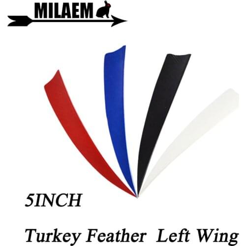 50pcs 5inch Archery Turkey Feathers Arrow Feathers Left Wing Fletching Wooden /Bamboo Arrow Shaft Shooting Accessories