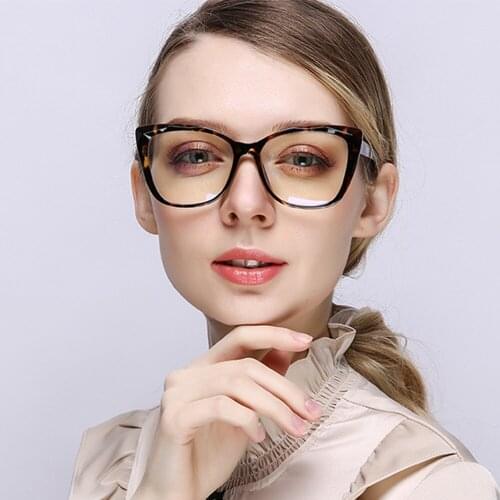 80113 TR90 Anti Blue Light Cat Eye Glasses Frame CP Core Spring Leg Optical Fashion Computer Glasses for Men Women