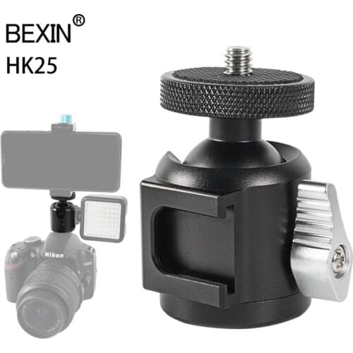 BEXIN HK25 Mini Ball Head Aluminum Alloy Lightweight Portable External Cold Boot Groove Suitable for SLR Camera Tripod