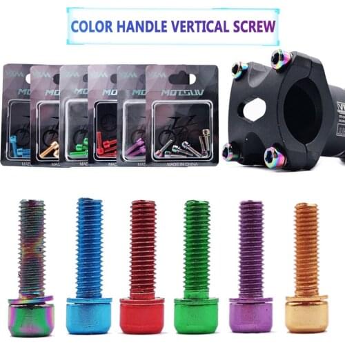 6pcs Mountain Bike Stem Stainless Steel Screws Bolts M5x18mm Allen Hex Head MTB Bicycle Stem Handlebar Screws with Washers