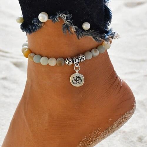 YADA Yoga Anklets silver color for Women Foot Accessories ankle Barefoot Sandals Natural stone Bracelet ankle Female AT200066