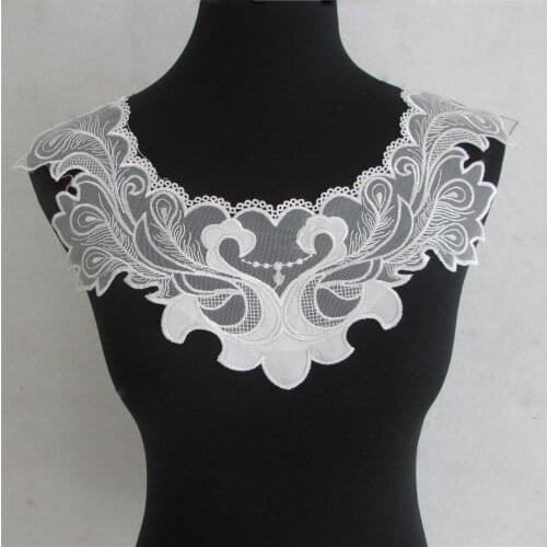 Black and white decorative fake collar chest applique fabric embroidery DIY craft clothing supplies accessories 1 piece for sale