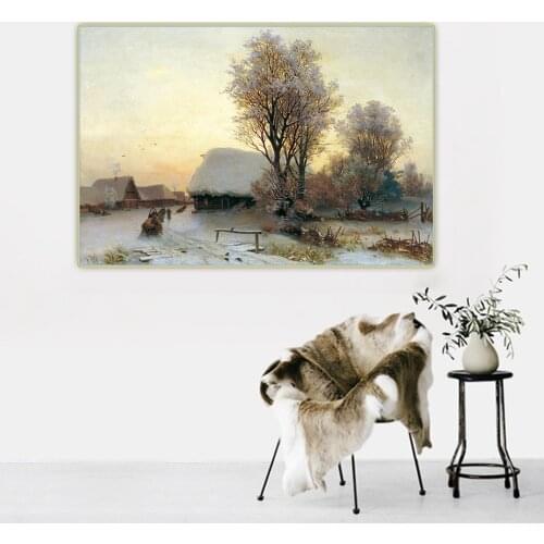 Citon Ivan Shishkin《Winter evening》Canvas Art Oil Painting Artwork Poster Picture Backdrop Wall Decor Home Decoration