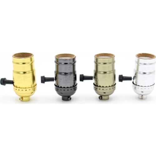 Wholesale Retro Bulb Light Socket E27 Fitttings Aluminium Vintage Lamp Holder with Knob Switch