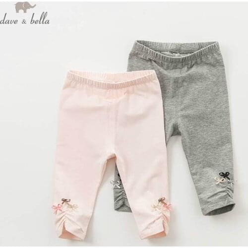 DB9929 dave bella spring baby girls pants children full length kids plaid pants leggings infant toddler trousers