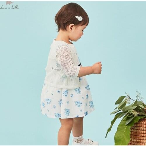 DBH16405 dave bella summer infant baby girls fashion bow solid cardigan kids toddler coat children cute knitted sweater