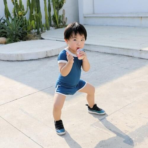 2021 Children Summer New Cute Cotton Retro Soft and Comfortable Boys and Girls Sports Short Two Piece Set