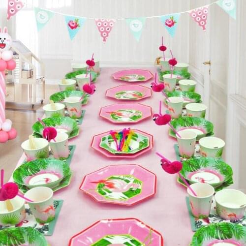 Flamingo Decoration Flamingo Party Supplies Happy Birthday Party Decorations Kids Disposable Tableware Event Party Baby Shower