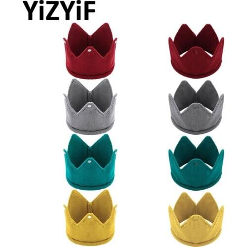 Headwear Birthday Party Knitted Crown Infant Baby Boys Girls Tiaras Crown Headband Warm Crochet Beanie Cap Hat Photography Props