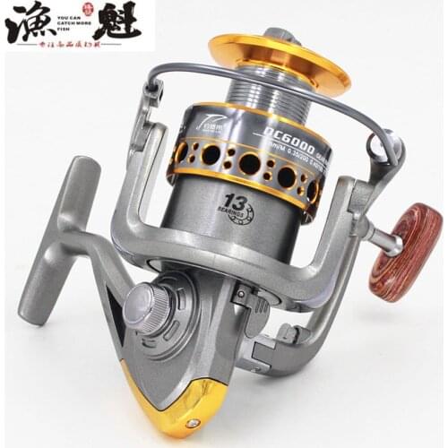 YUKUI New Fishing coil Wooden handshake 12+ 1BB Spinning Fishing Reel Professional Metal Left/Right Hand Fishing Reel Wheels