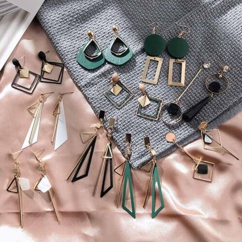 Korean Womens Earrings Metal Wood Geometric Fashion Cute Bohemian Drop Earrings Suitable For Winter Gift Jewelry 2019 New