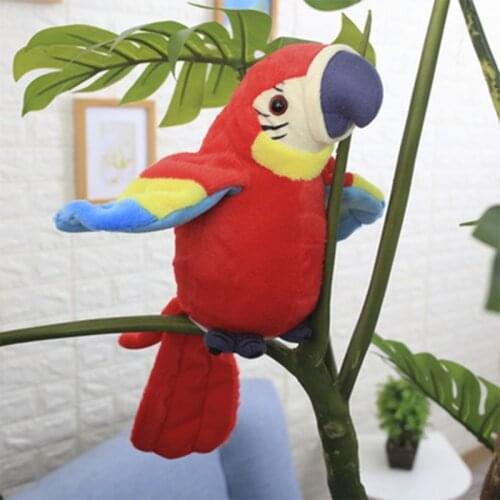 120 Songs Learn To Talk Parrot Fan Swinging Wing Plush Toys, Children Electric Recording Parrot Doll Toy for education