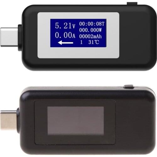 Multi-functional USB Tester Type C LCD Digital Current Voltage Charger Capacity Monitor Power Temperature Timing Meter Voltmeter