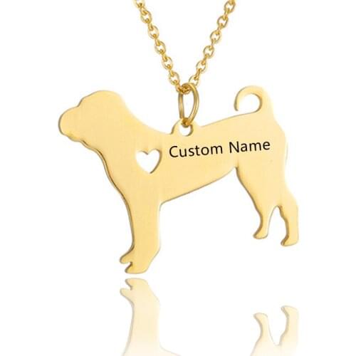 Fashion Stainless Steel Dog Pendant Necklace Custom Engrave Name Date Logo Necklace for Women Men Girls Jewelry Accessories Gift