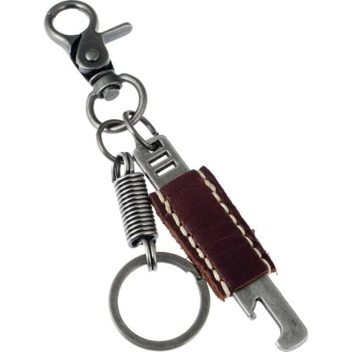 Fashion Punk Men Metal Car Keychain Vintage Retro Cuff Leather Holder Rings Pendant Keyring Gothic Key Chains Bag Jewelry Gift