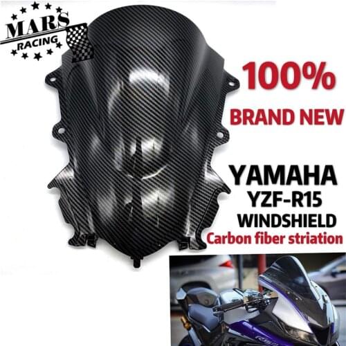 Motorcycle Carbon fiber striation Windshield Windscreen Viser Visor Deflector For YAMAHA YZF R15 V3.0 2017-2020 YZF-R15 V3 2020