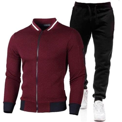 Mens casual wear 2021 winter new jogging sportswear zipper hood + pants 2-piece sports sports suit
