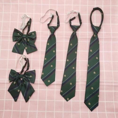 [Green Crown Set] Class and School Uniforms DK Bow Tie College Style JK Uniform Yarn-Dyed Striped Japanese Mens and Womens Tie