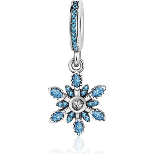 2019 NEW 100% 925 Sterling Silver Sapphire Explosion Snowflake Pendant Charm Suitable Necklace Women Jewelry Gift Factory Direct