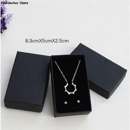 2021 New 6 Sizes Brand Black Paper Packing Gift Boxes No Logo For Jewelry Bracelet Necklace Ring Earrings Packing Boxes