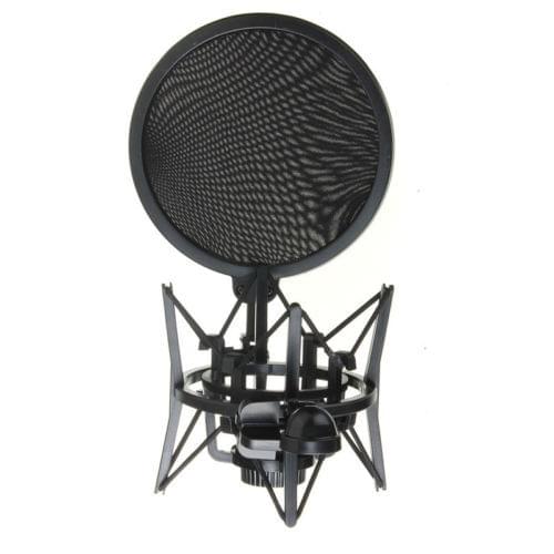 Audio Mic Microphone Shock Mount Stand Holder with Integrated Pop Filter Screen Microphone Mic Professional Shock Mount