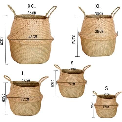 Seagrass Wickerwork Basket Rattan Hanging Flower Pot Dirty Laundry Hamper Storage Basket SCIE999