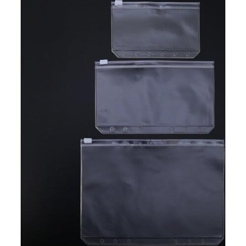 Clear PVC Storage Bag Pouch For Notebook Diary Day Planner Zipper Business Cards
