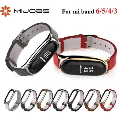 Straps for Mi Band 5 4 3 Leather Bracelet on Mi band 4 Correa Mi Band 6 Strap Metal Wristbands Miband4 For Xiaomi Xiomi